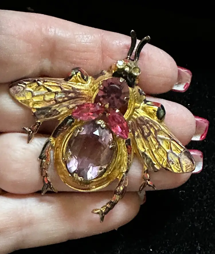 1950’s Vintage Coro Sterling Silver Bug Purple stone