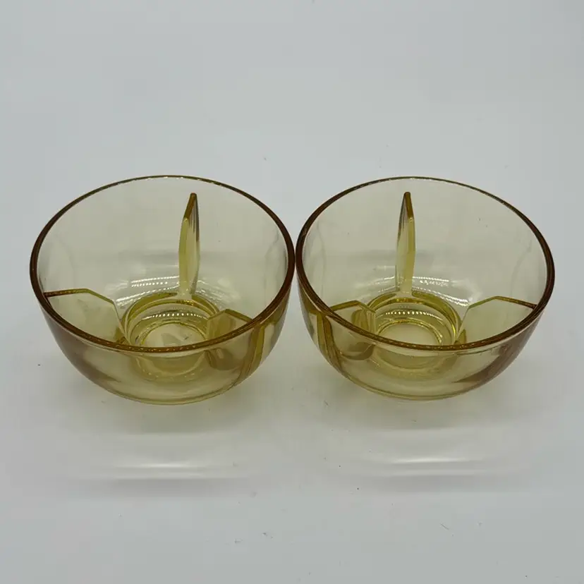 ZZZ.  Bowls - Vintage Fostoria Fairfax Topaz Glass Icer Seafood Bowls-Set of 2; 5”W