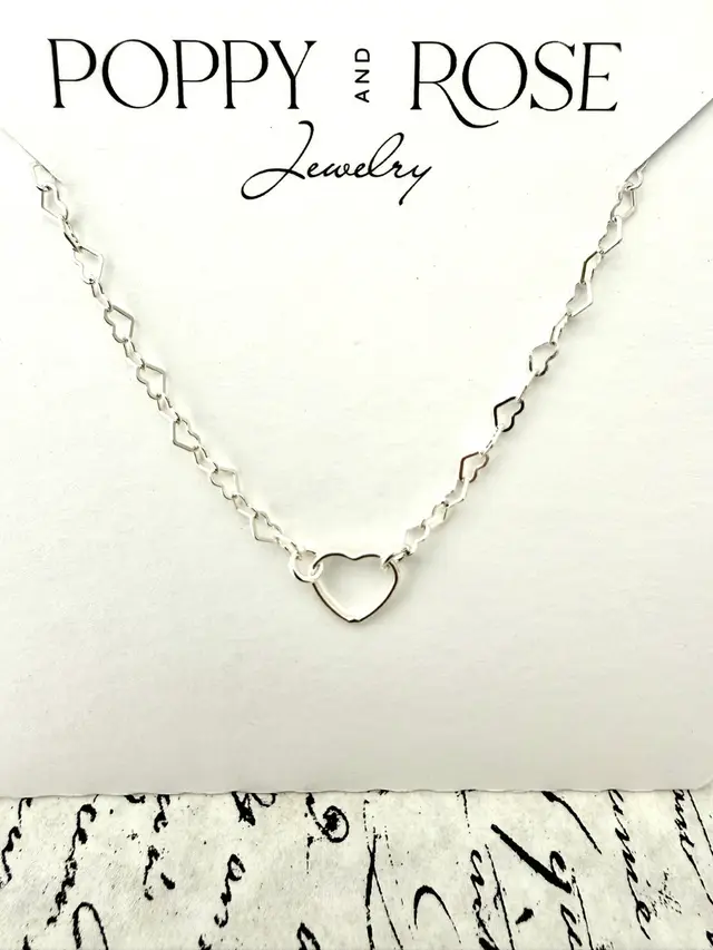 Heart Connector Sterling Silver Sparkle Chain Bracelet