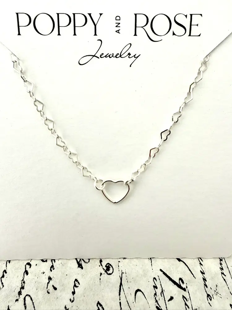 Heart Connector Sterling Silver Sparkle Chain Bracelet