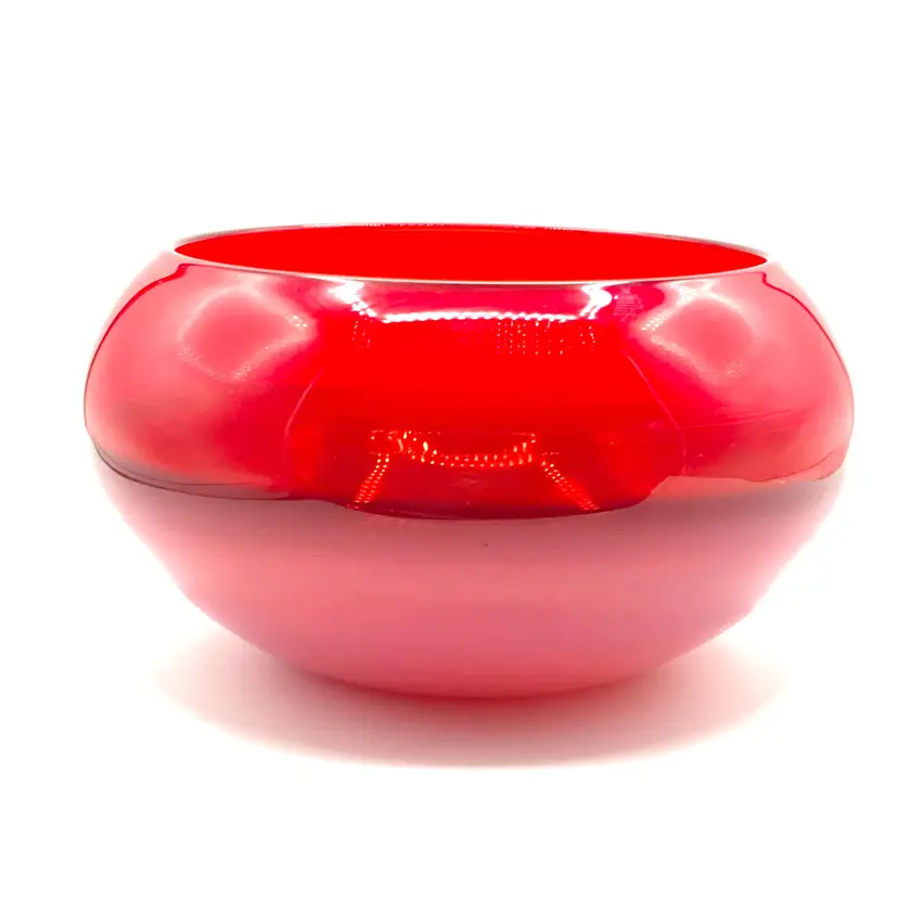 Vintage Michale Scheiner Hand Blown Art at The Glass Eye Red Bowl 1981 Signed
