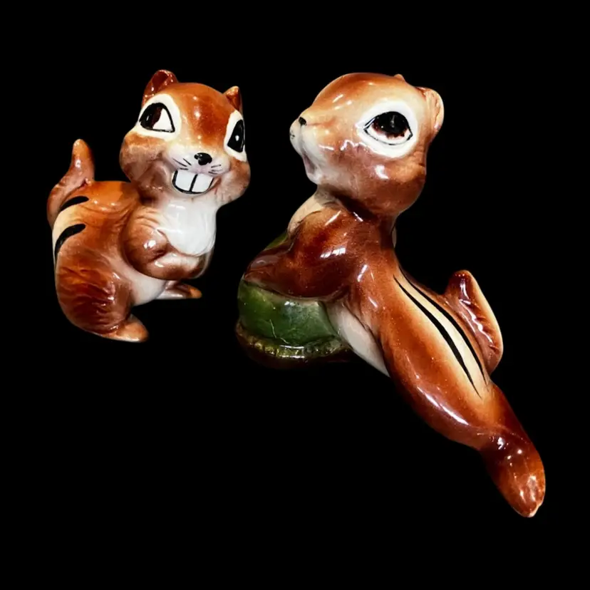Two Cute Ceramic Chipmunks Made In USA