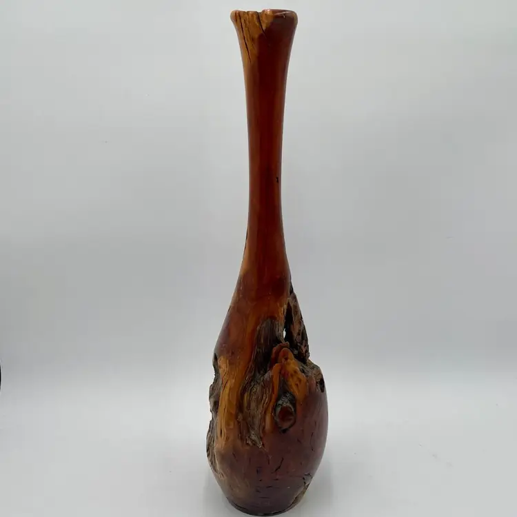 Gorgeous Mid-Century Sculptural Burl Wood Vase