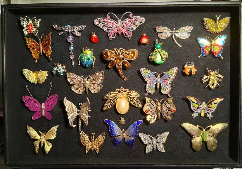 AMAZING BUG COLLECTION!! Butterflies, Dragonflies, Beetles, Lady Bugs, & More! BROOCHES that is!