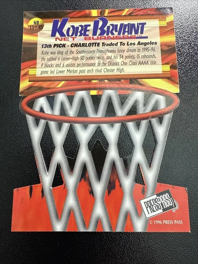 1996 Press Pass Kobe Bryant 🏀 Net Burners #NB13 (RC)