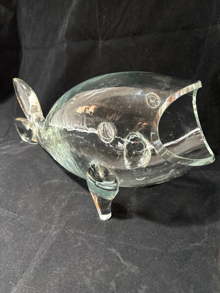 Blenko Glass Fish Vase As Is Chip foot