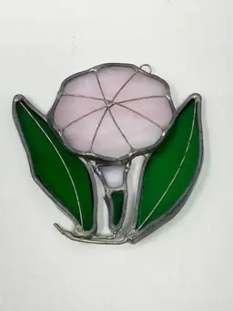 Pink Trumpet Flower Stained Glass Suncatcher