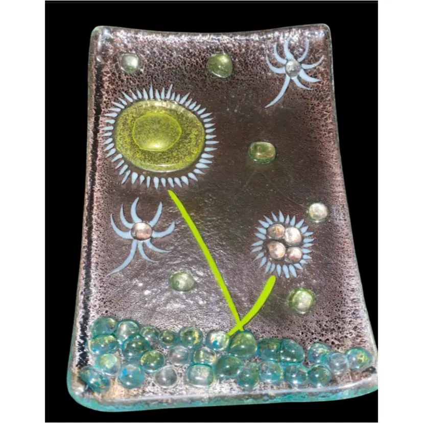 #19- Just In 1980/90s Fused Art Glass Candy Dish  5.5" X 4"