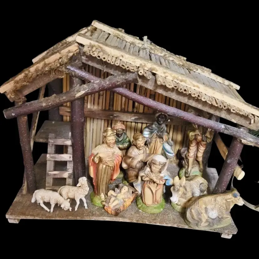 Italy Nativity Figurine Set Stable Creche Christmas Baby Jesus