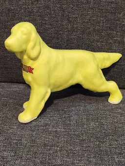 Vintage Yellow Ceramic Dog Figurine