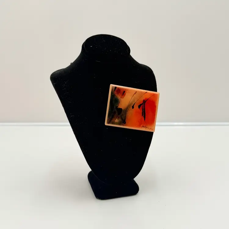 Vintage Abstract Artwork Replica Rectangle Acrylic Brooch