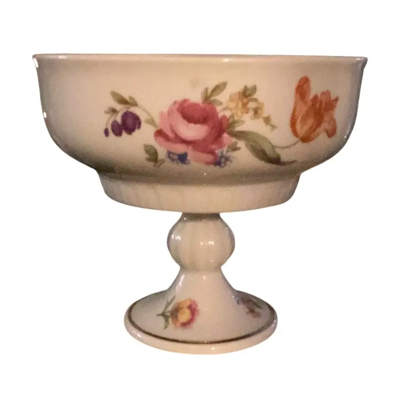 Vintage Lippelsdorf Floral Raised Footed Compote/Candy Dish