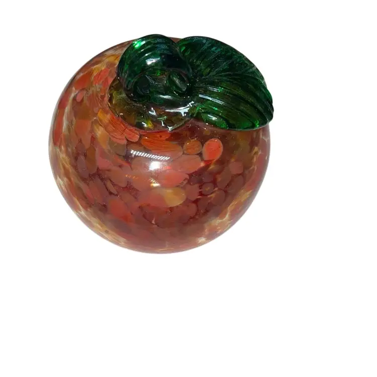 Vintage Glass Apple Paperweight With Speckles