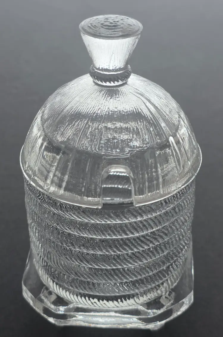 Pair of glass honey jars