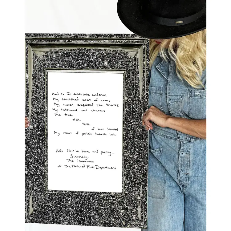 Handwritten-Taylor Swift Inspired Framed Wall Art-Song Lyric-Tortured Poets Department