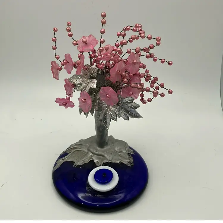 Fused Glass Evil Eye Lucky Tree - UV Reactive