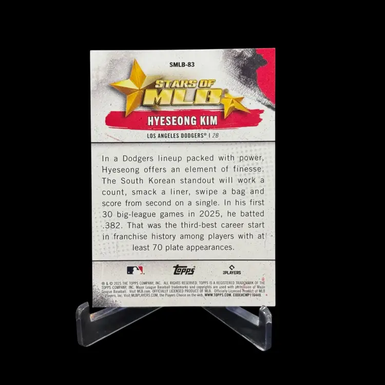 Hyeseong Kim  2025 Topps Update #SMLB-83 RC Stars of MLB Los Angeles Dodgers