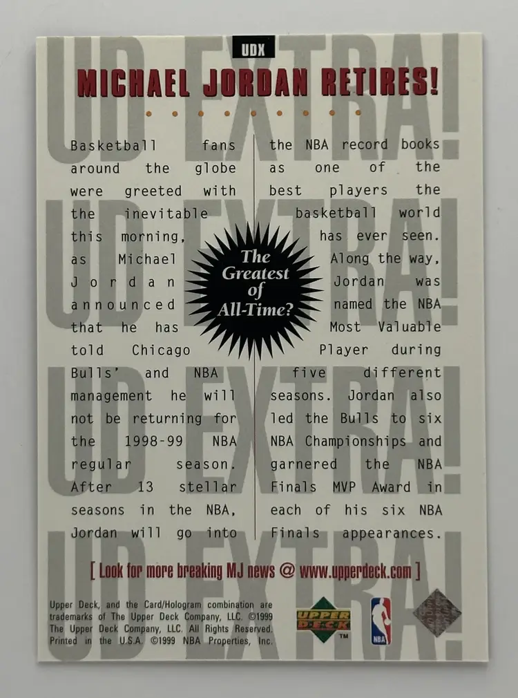 Michael Jordan Upper Deck UD Extra! 1998