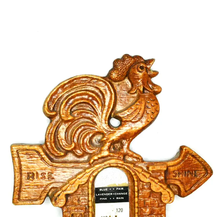 Vintage Rooster Thermometer – Rise & Shine Farmhouse Decor – Dual Fahrenheit Celsius Scale
