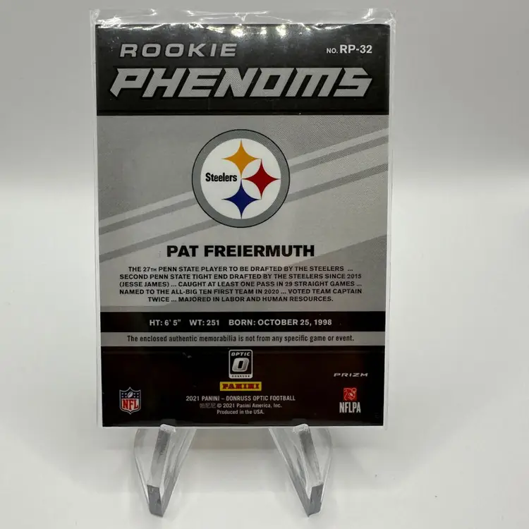 Pat Freiermuth Optic Rookie Phenoms Prizm Patch Pittsburgh Steelers