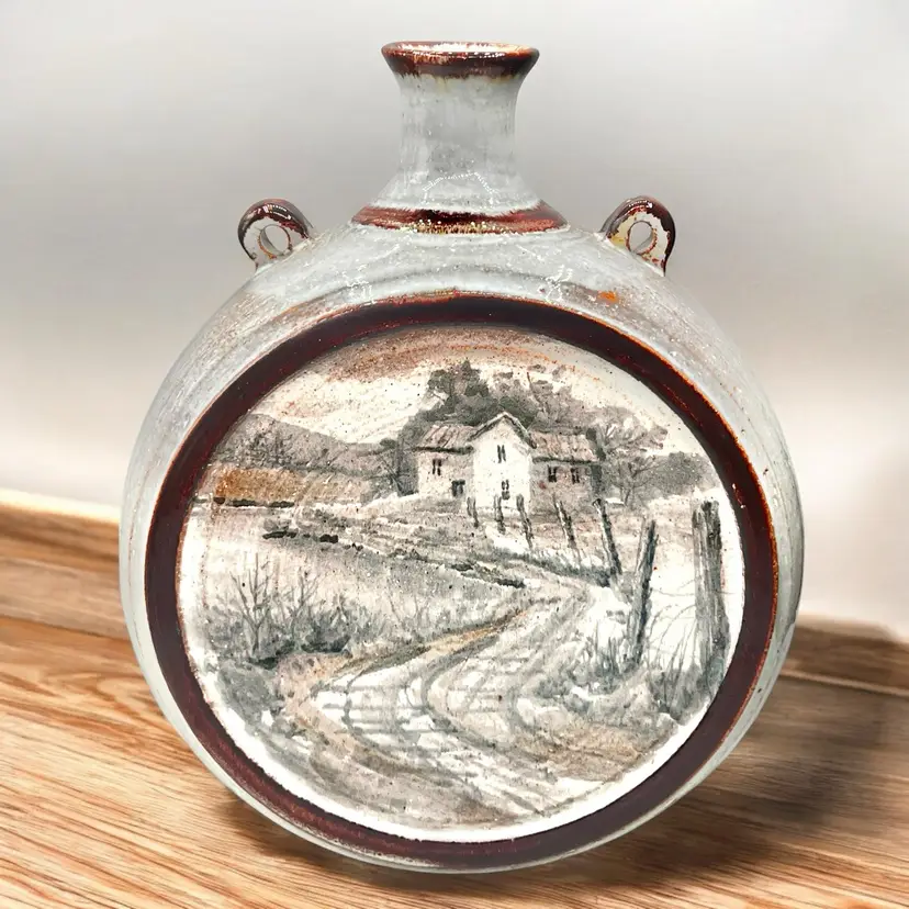 George Harper Landscape Pottery Amphora Vase 1978