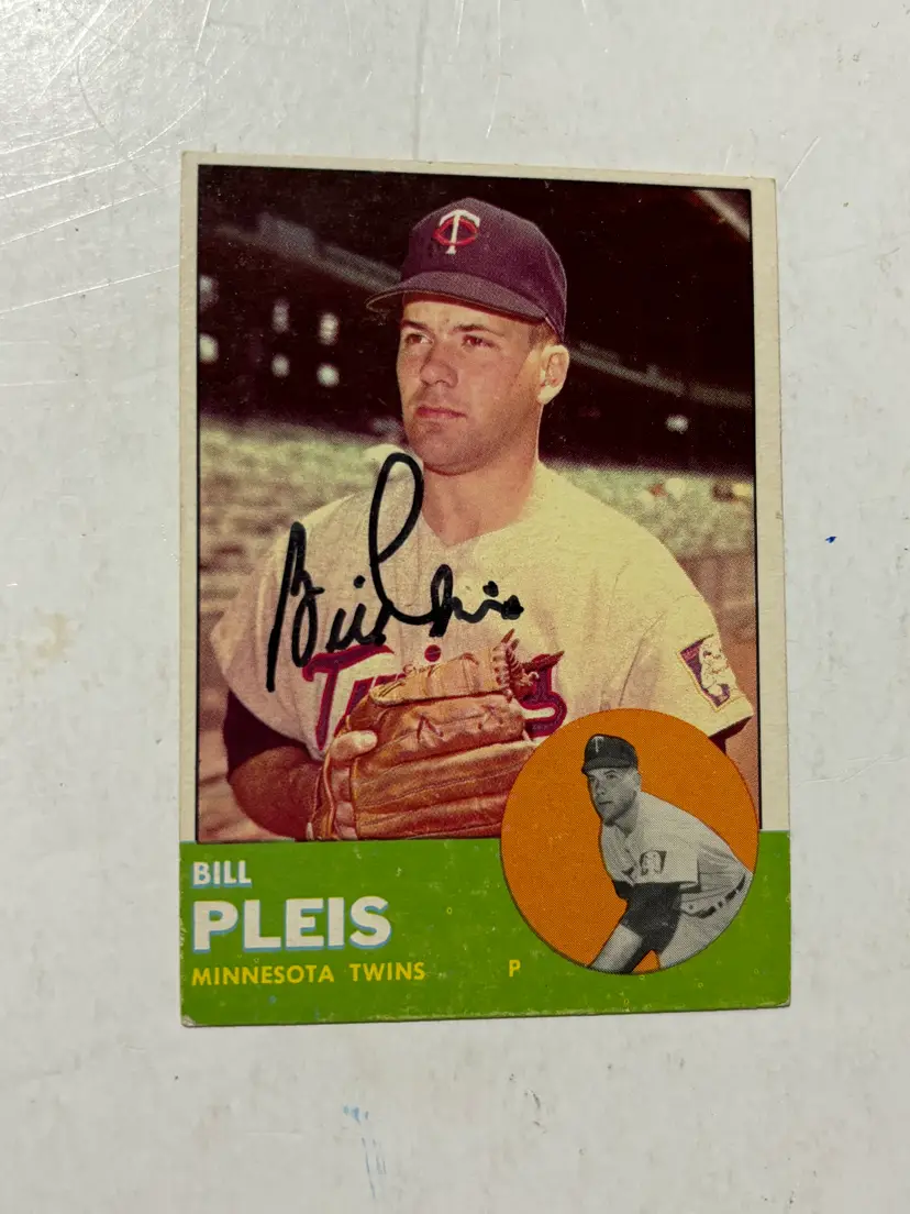 1963 Topps # 293 Bill Pleis Twins Signed Vintage