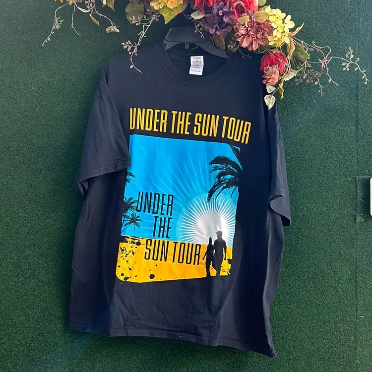 Under The Sun Tour Printed Black T-shirt  Official Merchandise, Concert Cities On Back Of Shirt , 2014