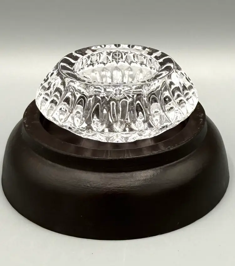 Small Clear Faceted Crystal Glass Votive Candle Holder, Trinket Dish, or Salt Cellar 2.5