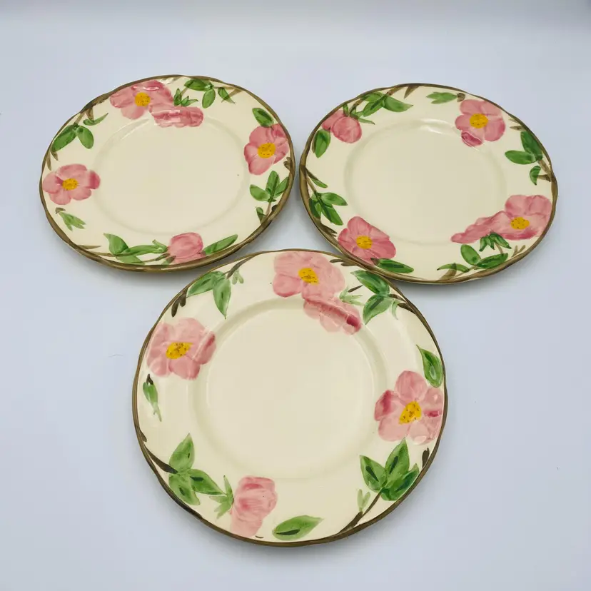 Vintage 80s Franciscan Desert Rose Staffordshire England Salad Dessert Plate 3pc