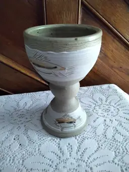 Vintage Pottery Goblet/Bowl Signed Handmade Ceramic