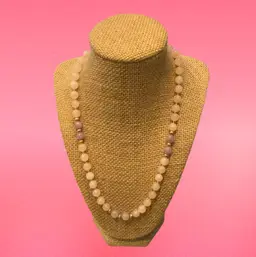 Vintage Rose Quartz & Amethyst Polished Gemstone Hand Knotted Bead Necklace 20”