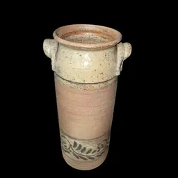 Indo Bali Artist Signed 11” Tall Earthenware Vase