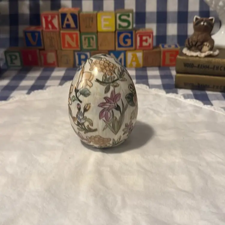 Hand-Painted Iridescent Porcelain Egg
