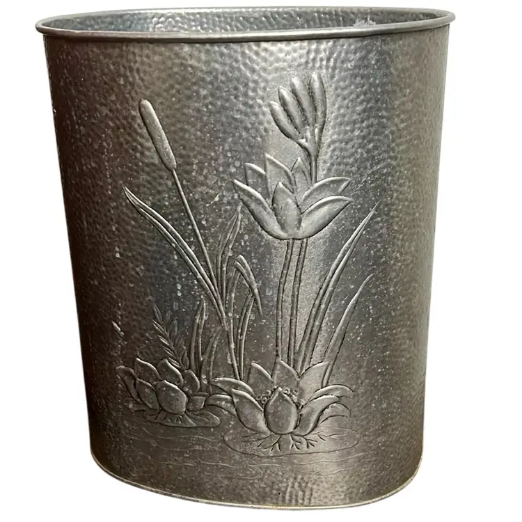 Vintage Hammered Aluminum Waster Basket