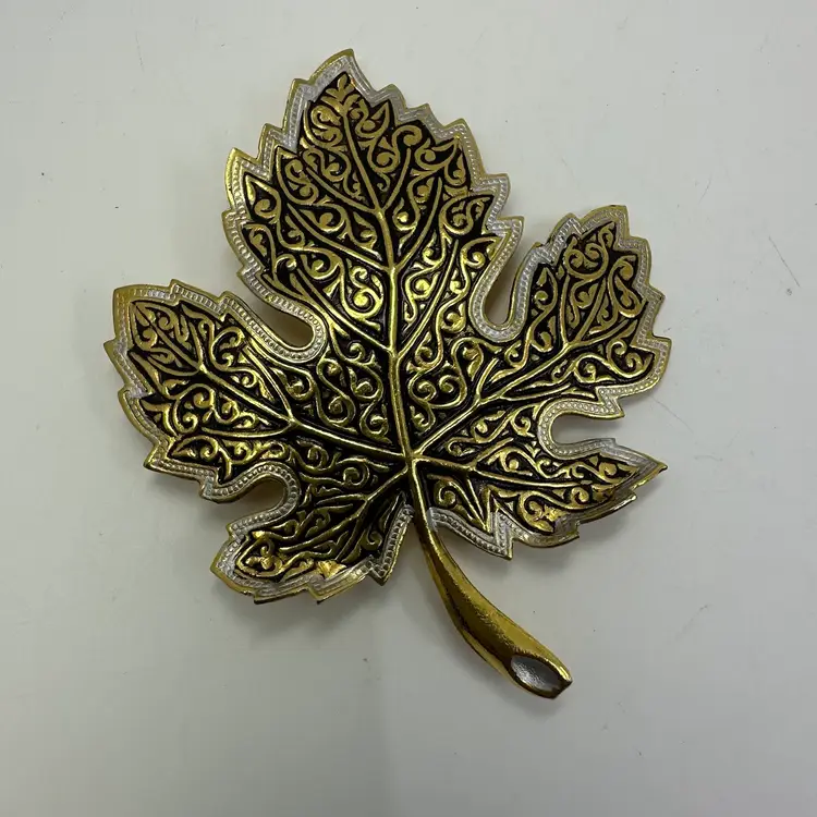 Maple Leaf Gold Tone Brooch