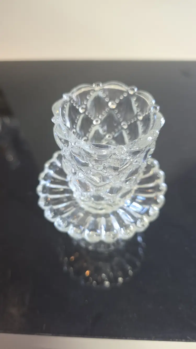 Vintage quited diamond Glass Candle Holder