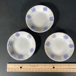 Antique Chelsea Blue Sprig Butter Pats (Set of 3) - England