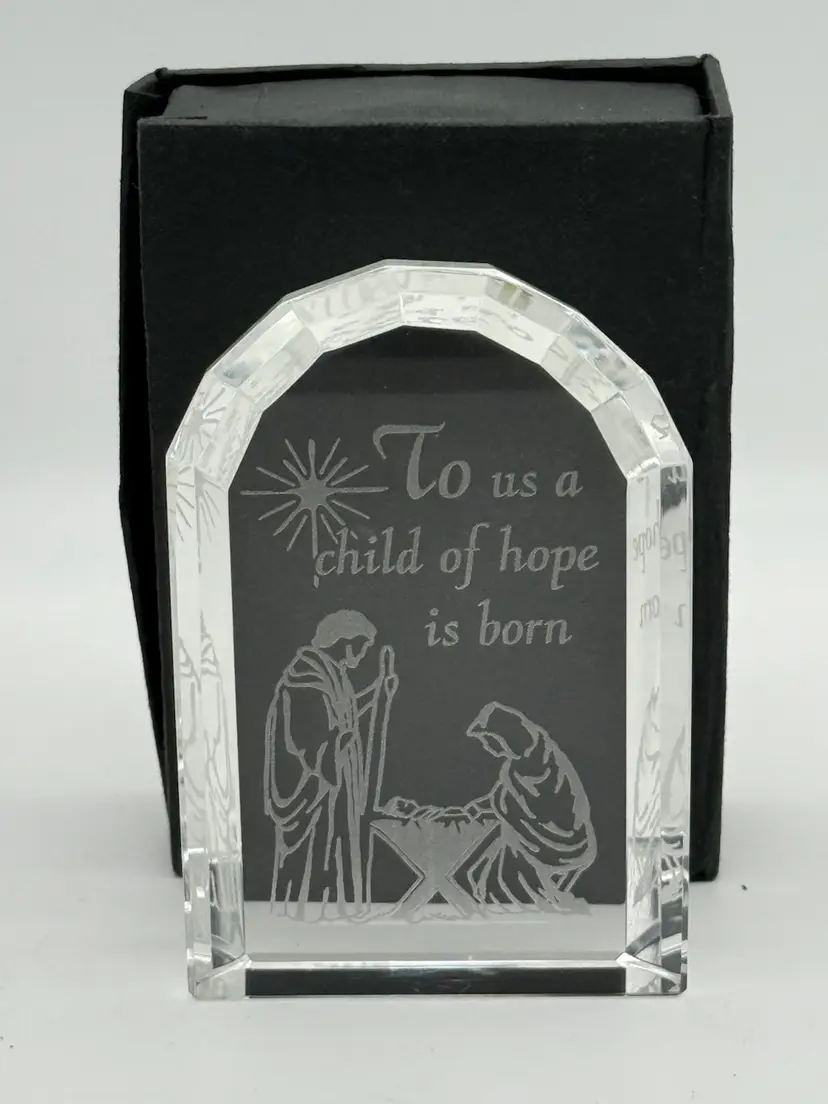 P Graham Dunn Nativity Crystal Plaque