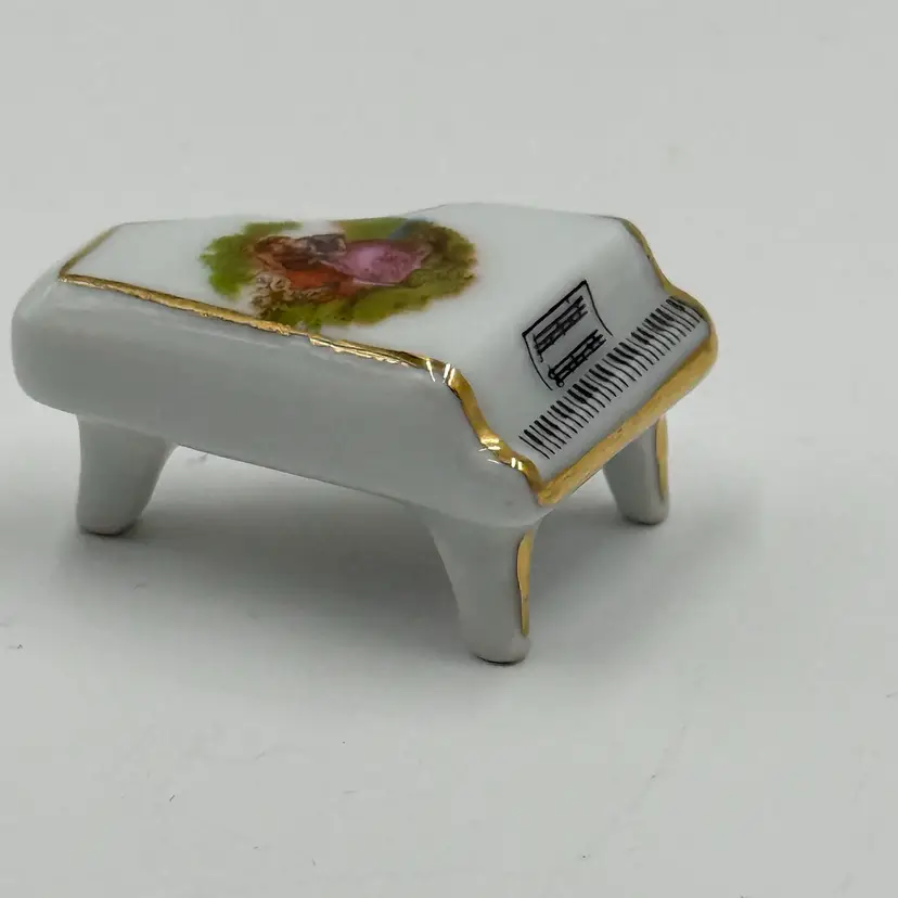 Vintage Limoges France Miniature Porcelain Piano Courting Couple Figurine