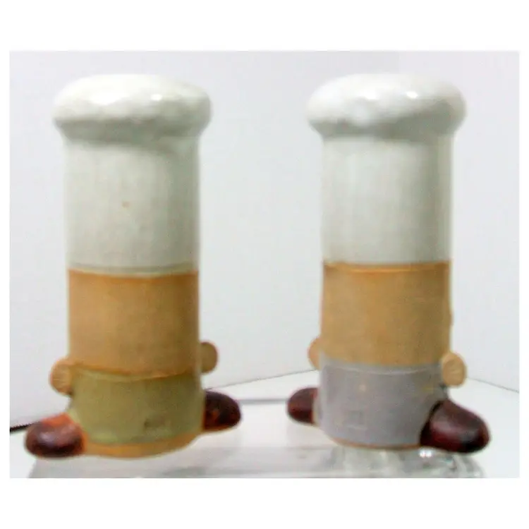 Fitz & Floyd Mustached Chef 4" Salt & Pepper Shakers with Stoppers
