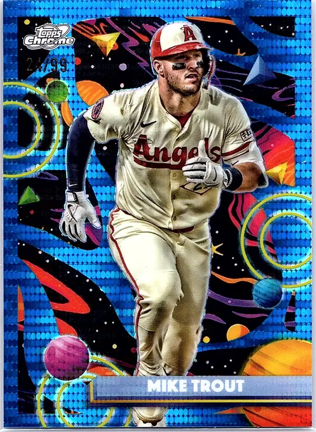 2025 Topps Chrome Cosmic Mike Trout #188 Blue Moon Refractor Angels #/99