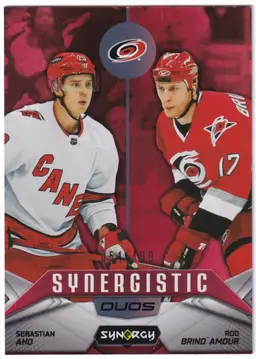 2024-25 Synergy Synergistic Duos Stars and Legends Red #SD2 Sebastian Aho/Rod Brind'Amour Carolina Hurricanes Hockey Card