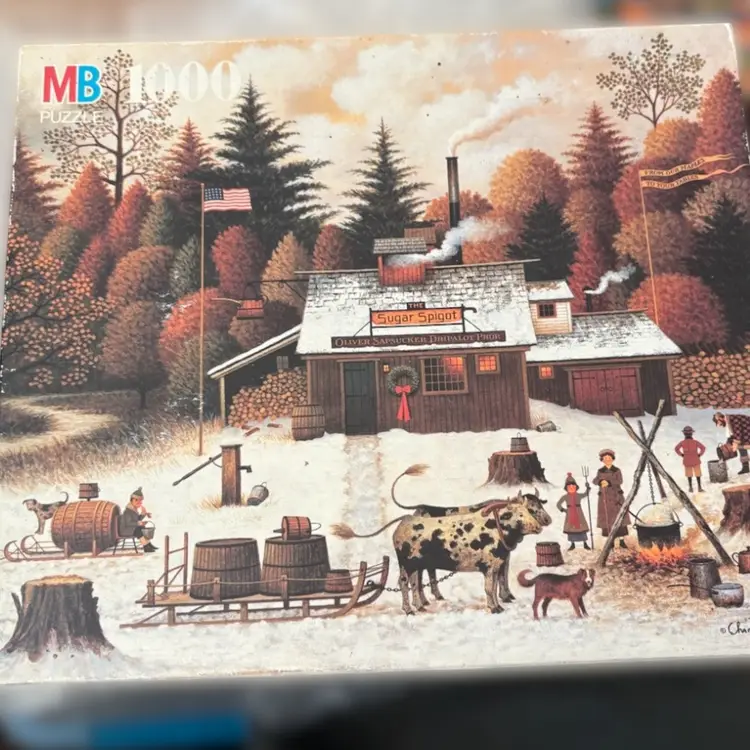 Vintage Milton Bradley Company
1995 Charles Wysocki
Americana  1000 piece puzzle - Still Sealed