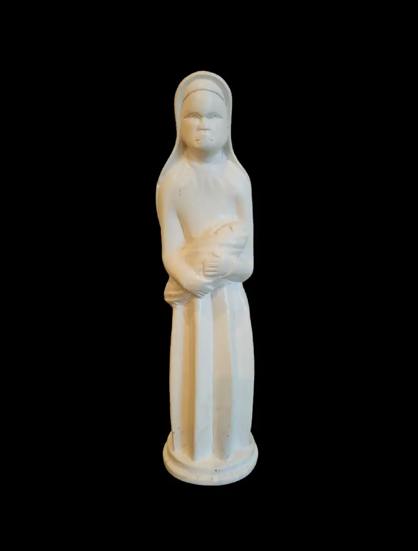 Vintage Polished Stone Madonna And Child Statue 8.5 Inch