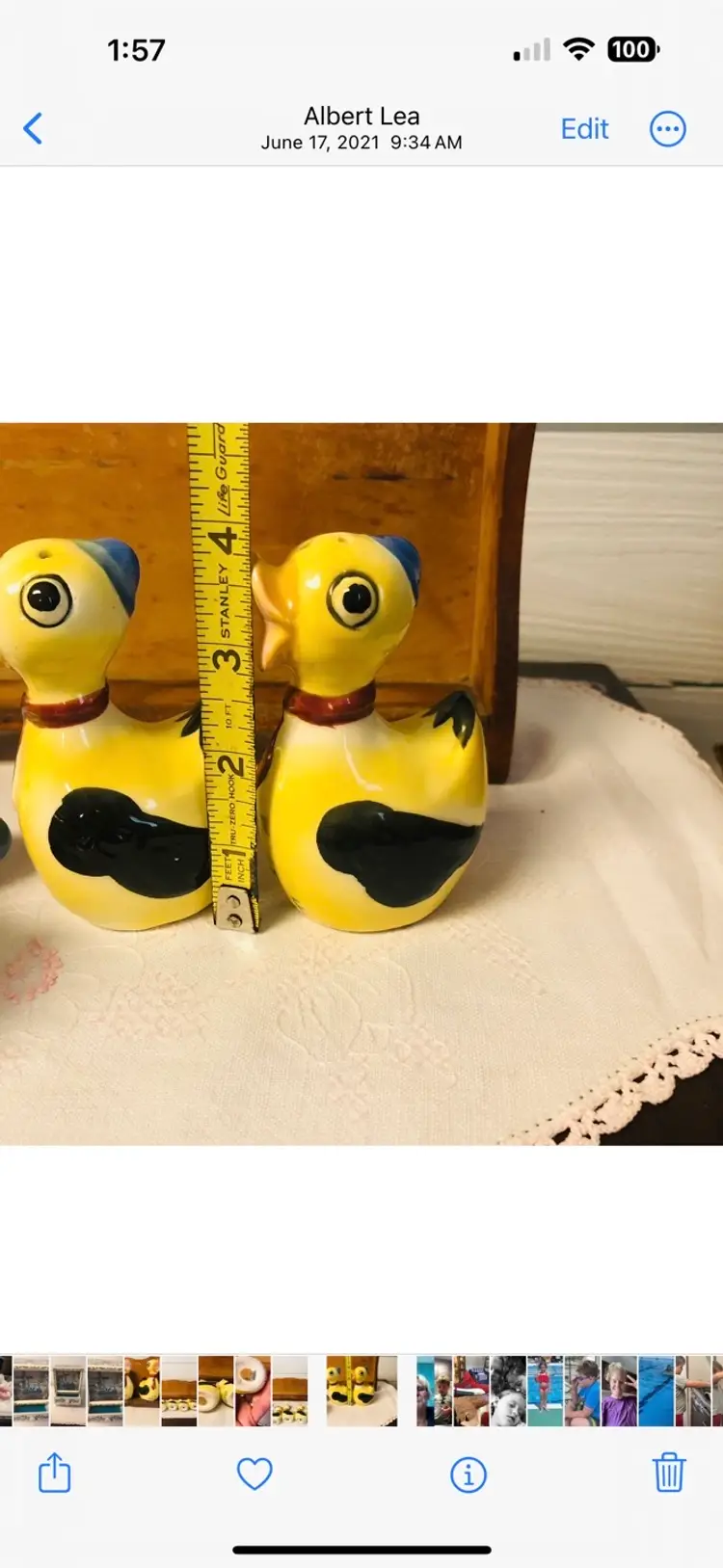 Six Ceramic Yellow Duck Duckling Spice Shakers Jars