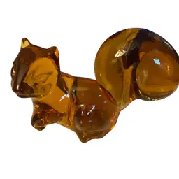 SOLID GLASS SQUIRREL AMBER COLOR FIGURINE FOSTORIA