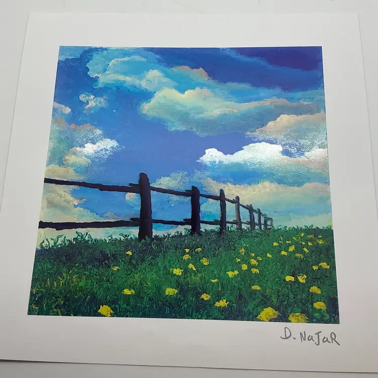 Fence Line David Najar 2013 Seriolithograph With COA 7” X 7” New Unframed Art
