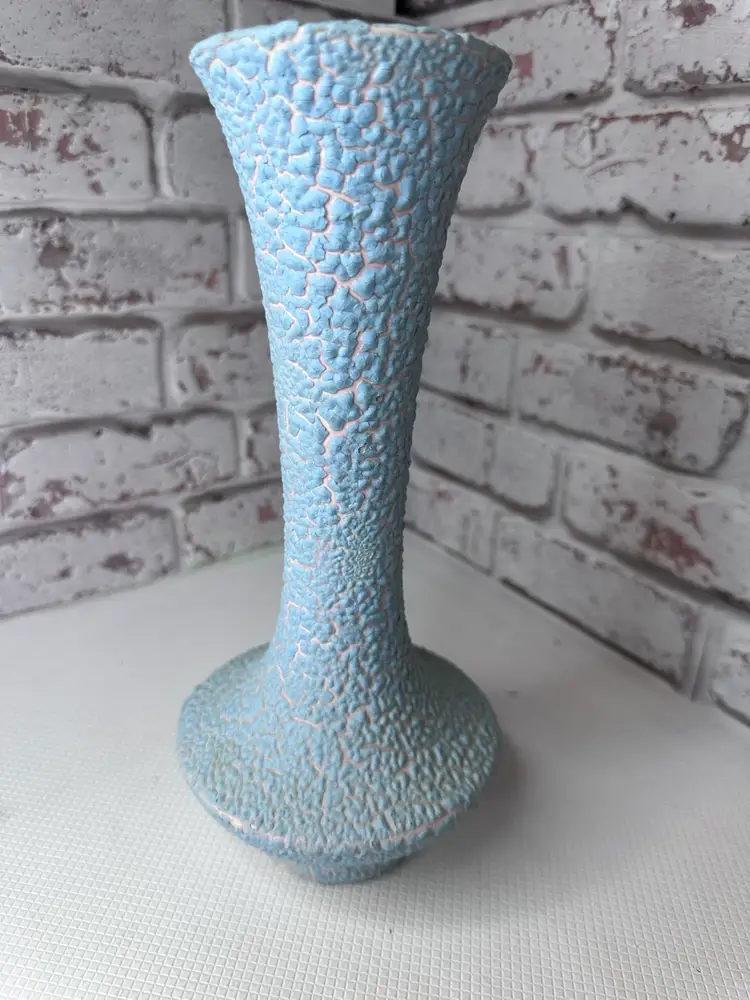 vintage Royal Haeger Robin's Egg Blue Lava Glaze Vase.