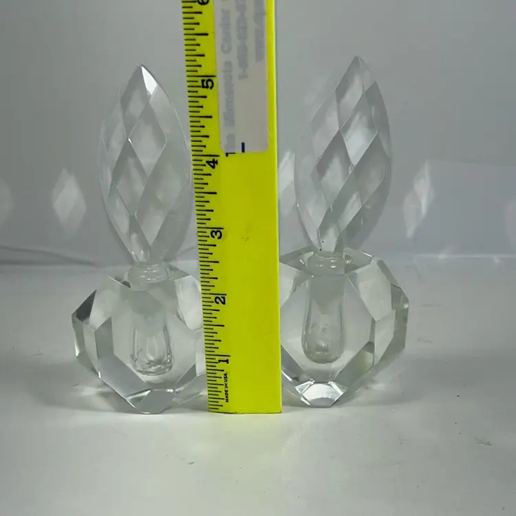 Cut Crystal Glass Perfume Dabber Bottle X2