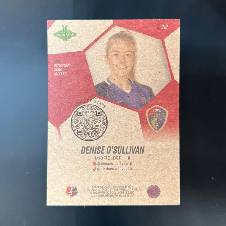 Denise O’Sullivan 2022 Parkside NWSL Vintage Stock /200 Soccer Card